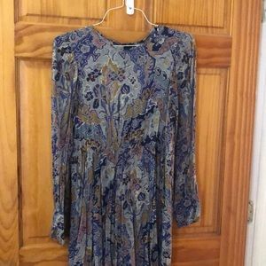 Zara Puff sleeve abrtact printed asymmetrical dress